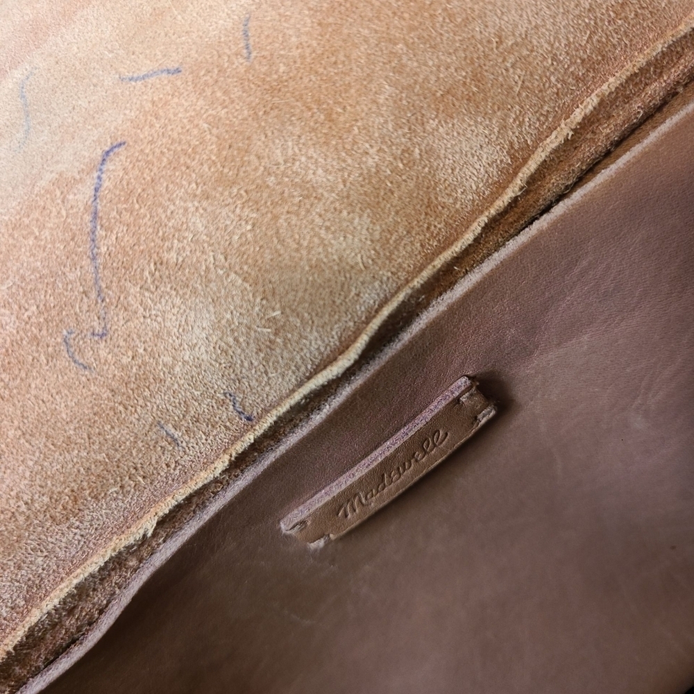Madewell Abroad Classic Tan And Cream Thick Leather Shoulder/ Crossbody Bag - Picture 9 of 10